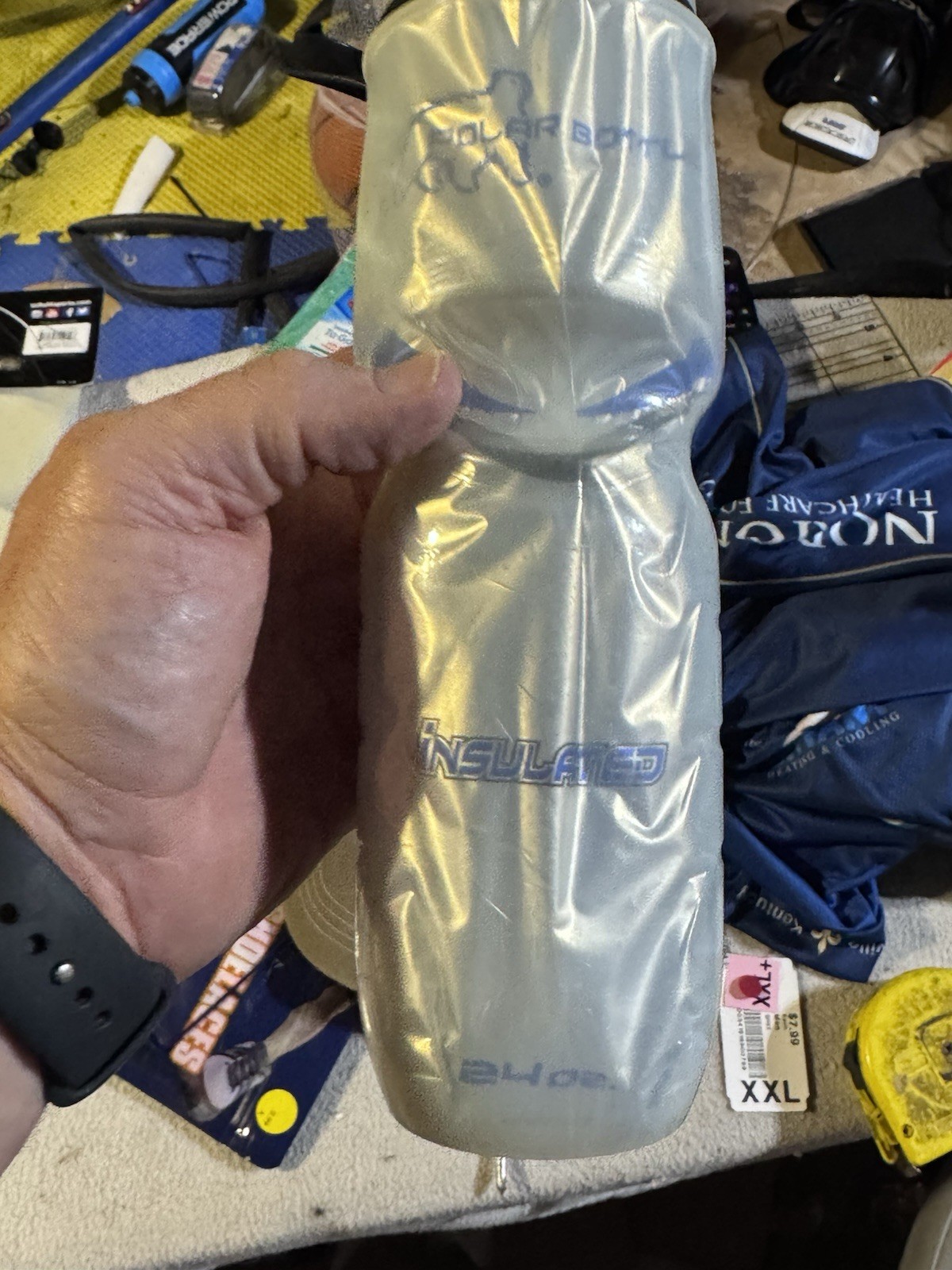 Insulated Sports Water Bottle 24 Oz  Clear White   10.75" Tall
