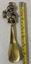 Vintage 7 Inch Solid Brass Shoe Horn With Figural Head Detail Nice  