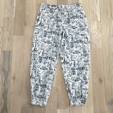 Tory Burch Destination Printed Beach Pant Size Large Navy Blue Ivory Cotton