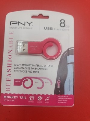 PNY 8GB USB Flash Drive Monkey Tail Attache Photos Videos Music New In Package 