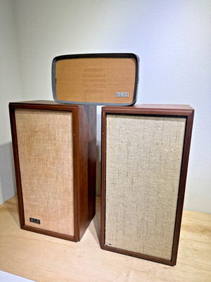 Pair of KLH Model 20 Twenty Vintage Stereo Speakers | Walnut Cases & 3rd Speaker
