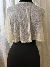 Vintage Ivory Floral Lace Capelet Bridal Wedding Shawl Boho Shrug Wrap Cover Up