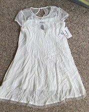 NWT $54 Trixxi Women's White Floral Lace Embroidered Dress Gown Size Small