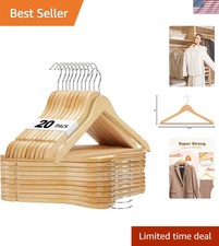 Wooden Hangers 20 Pack Heavy Duty Non Slip Coat Pants Suit Shirts Jackets