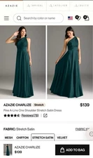 Azazie Bridesmaid Dress Charlize Pine Size 8 Hemmed For 5’6 Height With Heels