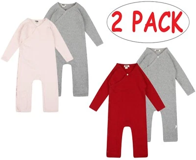 LABEL CUTTERS® Baby Mädchen 2er Pack Gesteppte All In One Jumpsuits Kimono Style Onezee 0-24M Neu