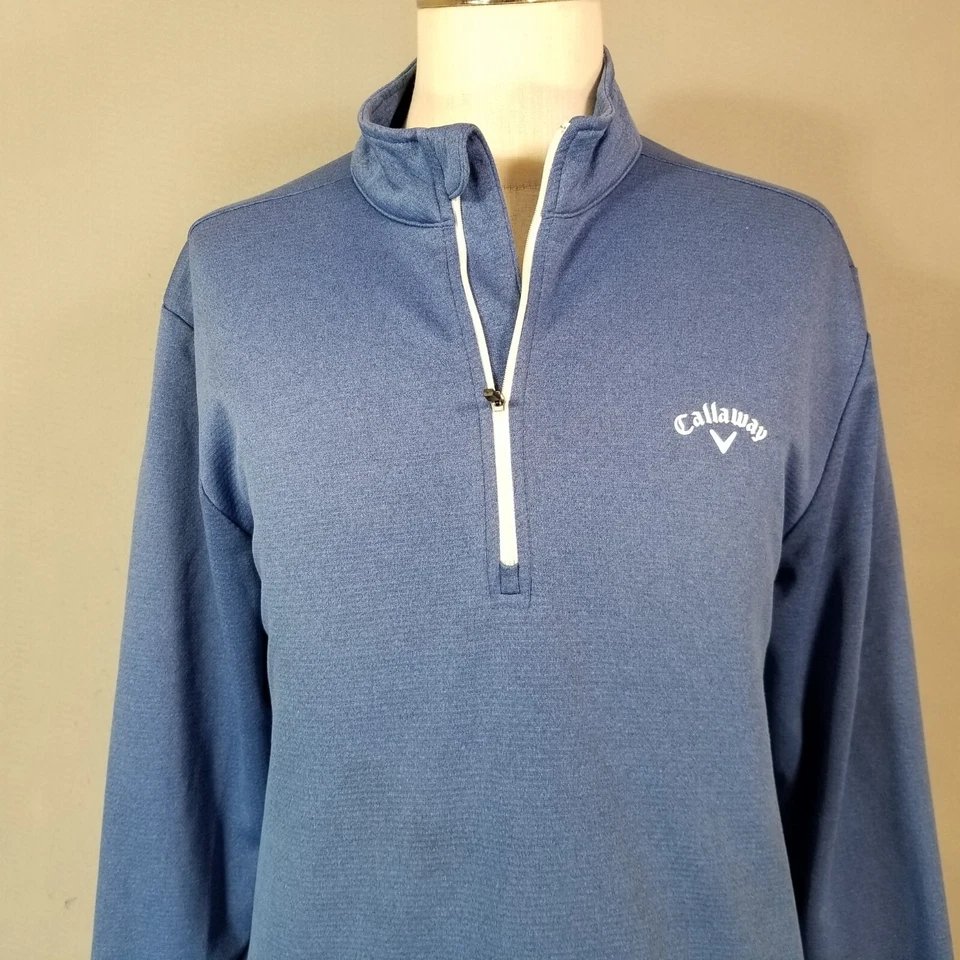 Callaway Golf Suéter Hombre XL Extra Grande Azul Manga Larga 1/4 Cremallera Polar Foto 2 de 4