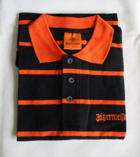 J&auml;germeister  Streifen Polo -Shirt in schwarz/orange in Gr.  S - NEU