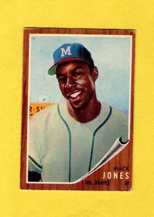 1962 Topps Mack Jones #186 Milwaukee Braves VERY GOOD FREE SHIPPING
