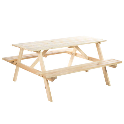 Outsunny 5.8FT Outdoor Wooden Picnic Table Bench Garden Patio Pub Chair 4 Seats - Picture 1 of 11