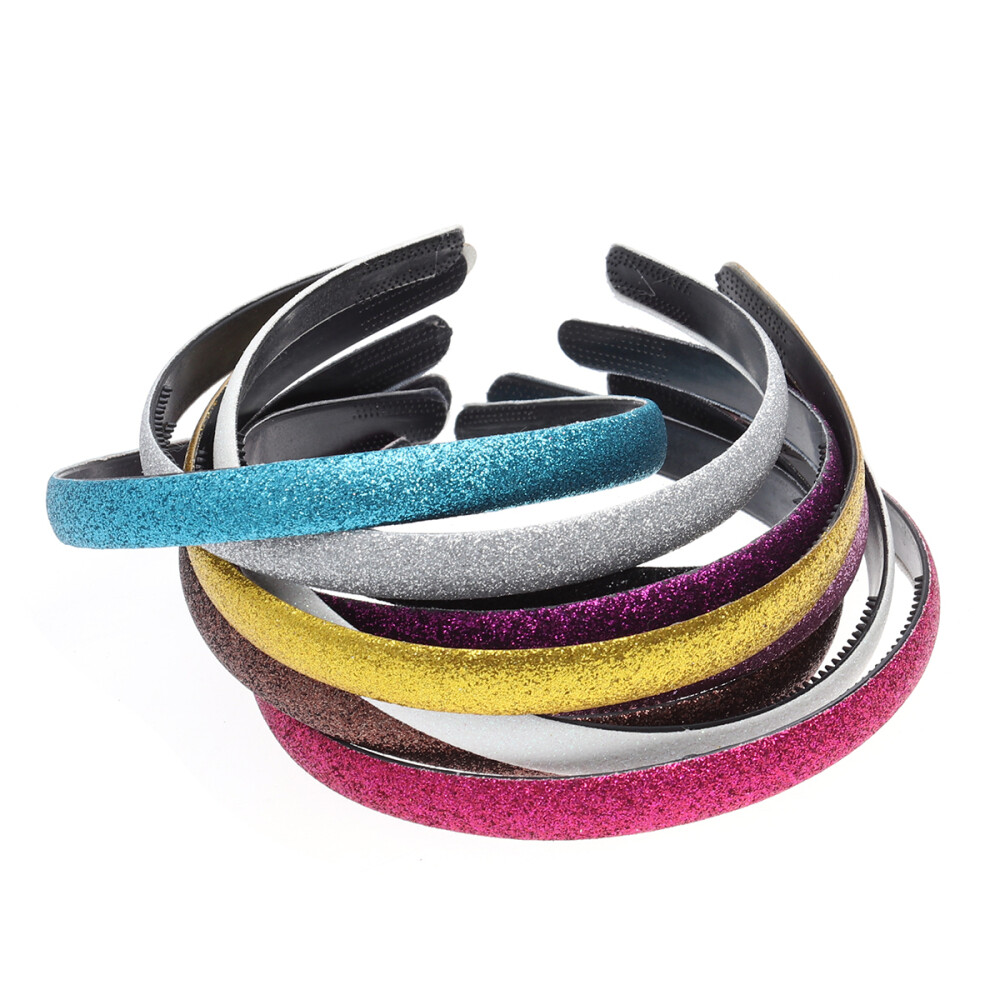 10-Pack Purple Glitter Beaded Headbands for Girls and Women Ages 4-6