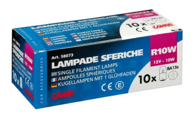 Kit 10 Ampoules Lampes Sphériques R10W 10W Halogènes BA15S Feux De Position Auto - Photo 1/4