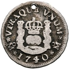 ☆ PLATA HISPANA • COLONIAL 1/2 REAL 1740 • MÉXICO MF • FELIPE V ☆ ESPAÑA ☆ ☆D0489