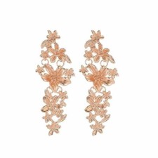 Hot Design Beautiful Flower Dangle Long Earrings in Rose Gold Color