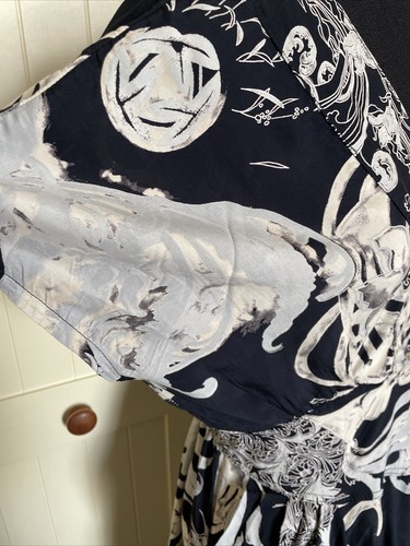 LUIBELLE Italy Ladies Navy Blue Patterned Short Sleeve Layer Midi Dress Size 10 - Picture 5 of 16