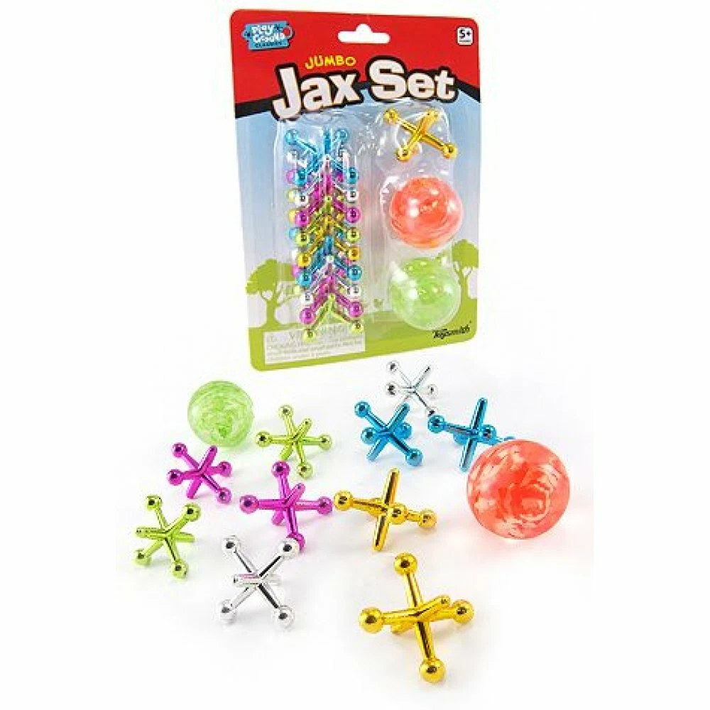Jumbo Double Ball and Jax Novelty Toys jacks BRAND NEW Metallic Style Plastic