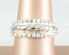 .925 Sterling Silver Band Ring Textured Raised Look size 8 - 8mm