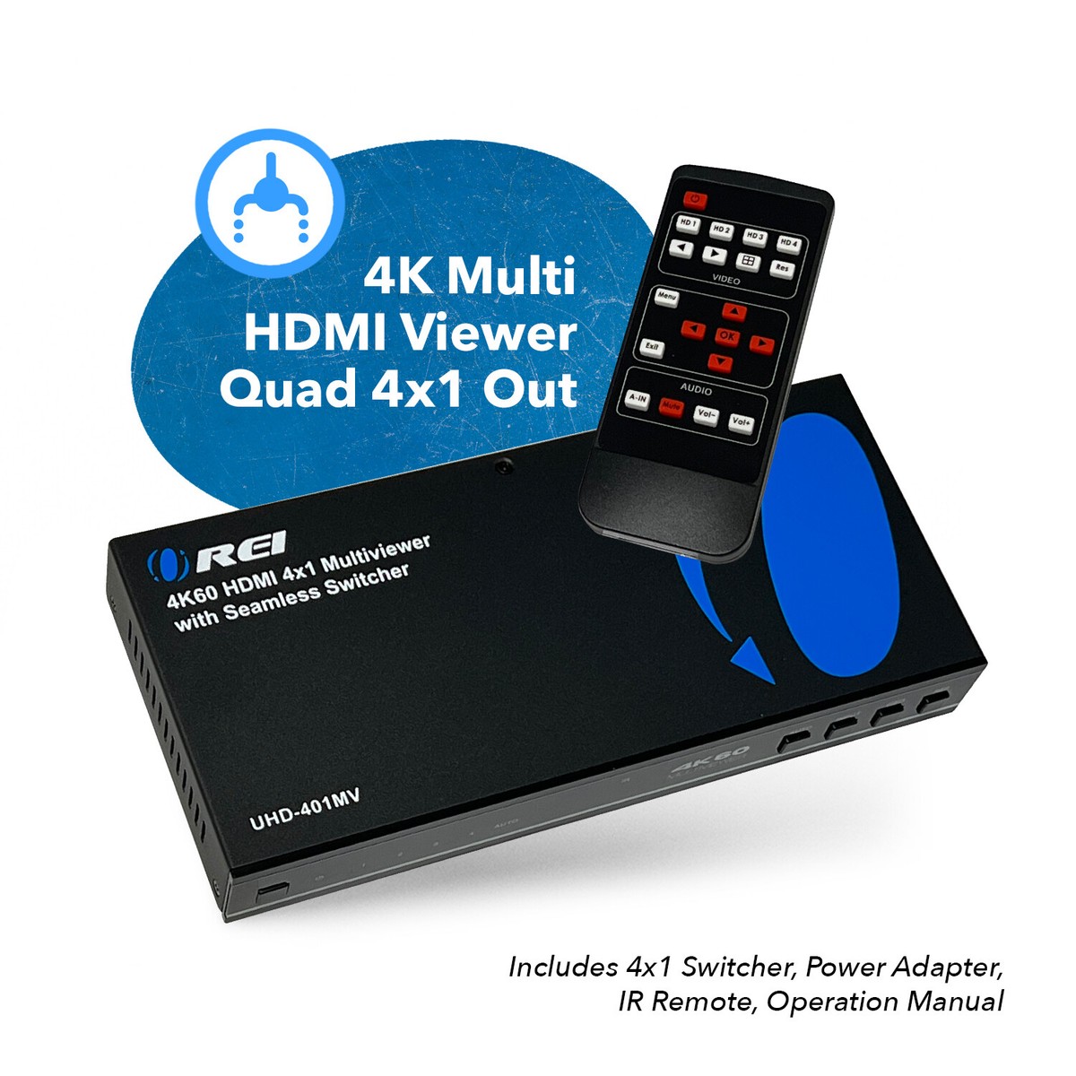 Ultra HD 4K Quad Multi-Viewer 4x1 HDMI Seamless Switch (UHD-401MV