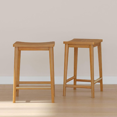 Smythe Counter Stool, 24'', Set of 2, Sturdy Wood Modern Kitchen Counter Height S