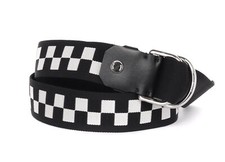 NWT BALLY Switzerland BELT fabric black white check luxury EU 100 USA 39