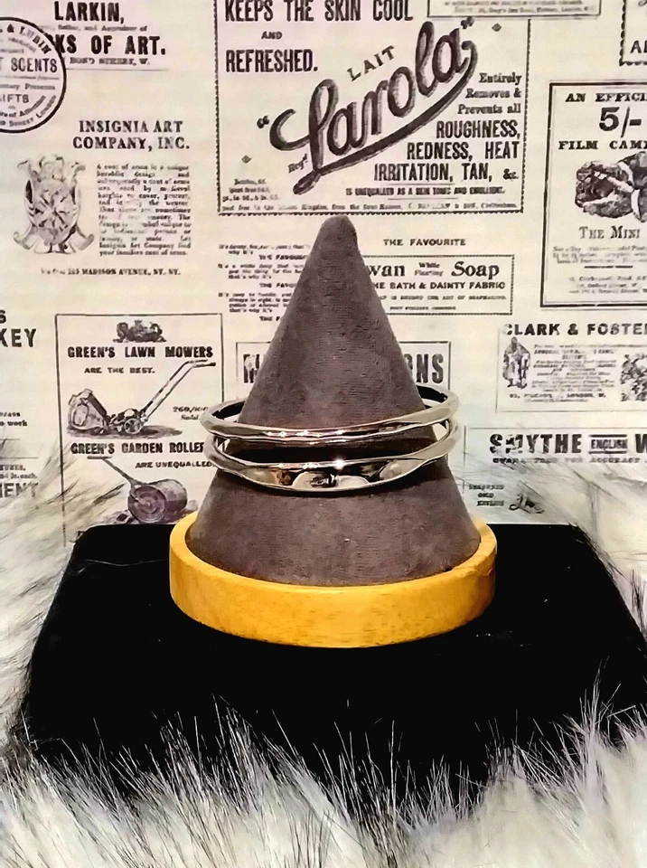 Brazalete "BR" Blanco Bronce Exquisito Doble Círculo, 6.5" Alrededor, Ja1 Foto 3 de 4