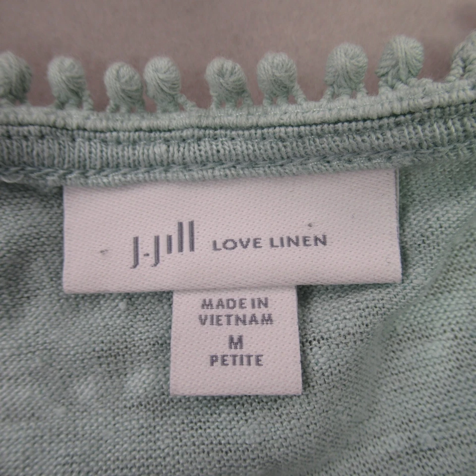 J Jill Shirt Womens Medium Petite 3/4 Sleeve Green Crew Neck Lightweight - Image 4 of 4