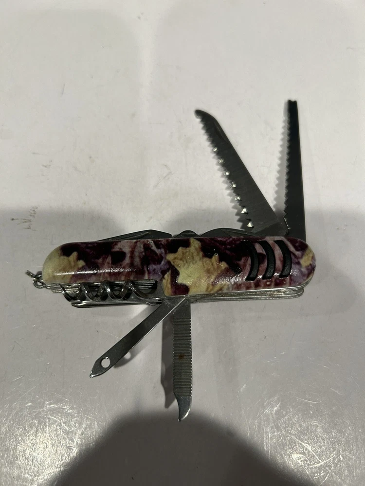 Multi Tool Camo Plastic Handle Scissors Corkscrew