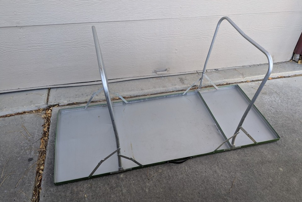 Vintage Retro Green Metal Folding Portable Camping Picnic Table