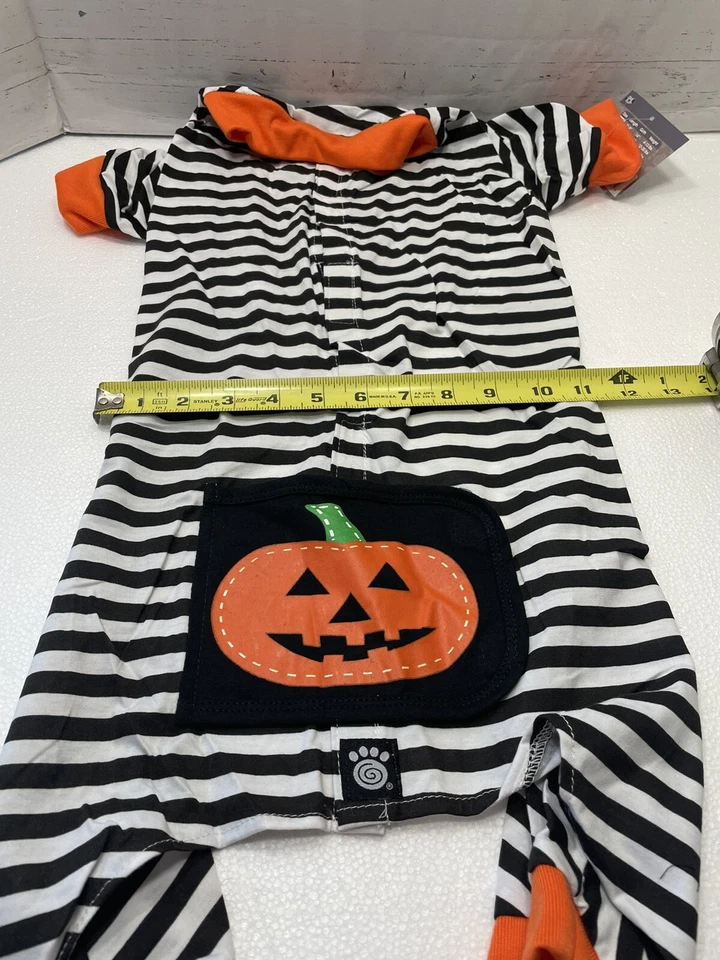 Pijama a rayas con parche de calabaza de diseño petrageous para perro talla grande mezcla de polietileno/algodón Foto 3 de 4