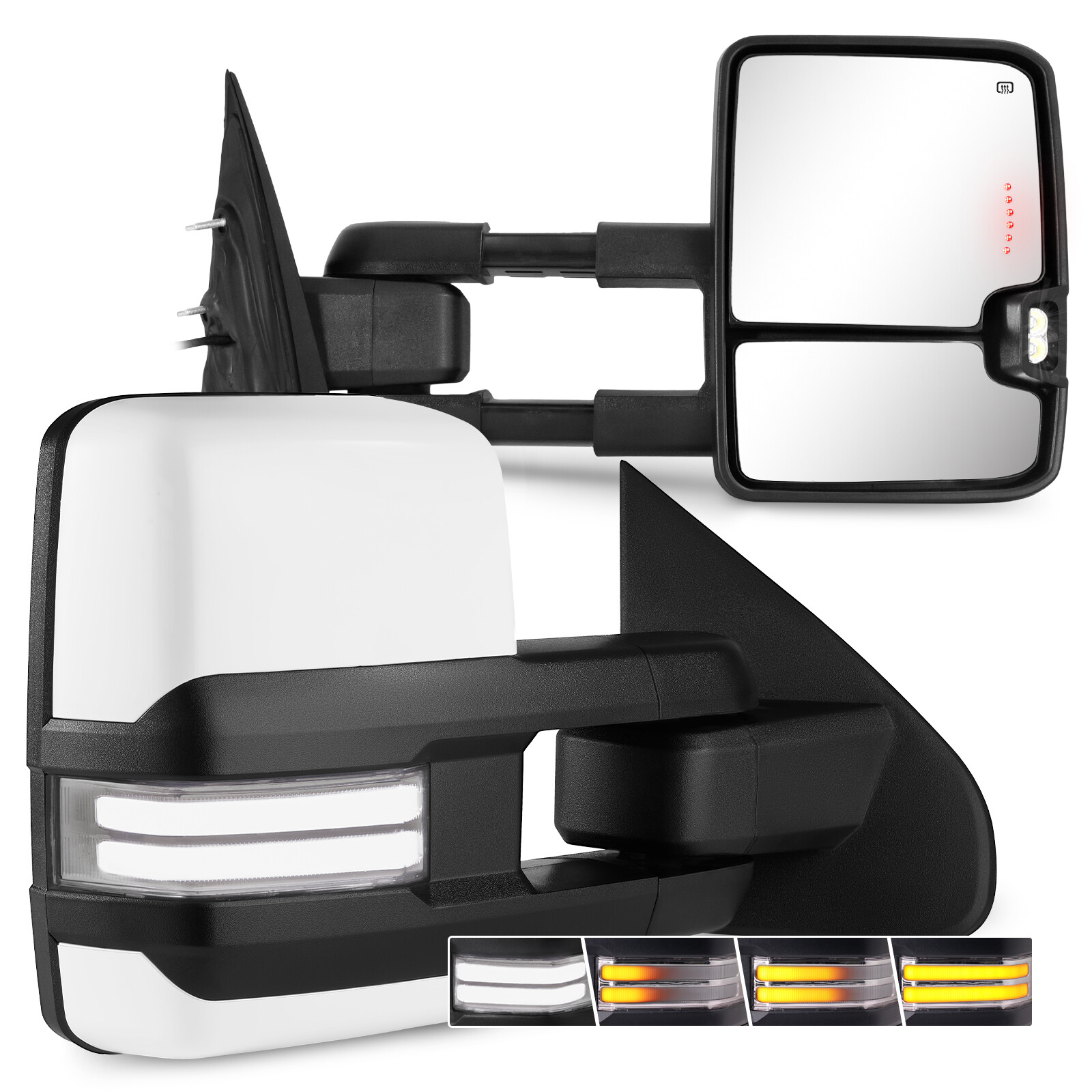 Painted White Tow Mirrors for Silverado Sierra 14-18 1500 15-19 2500HD 3500HD