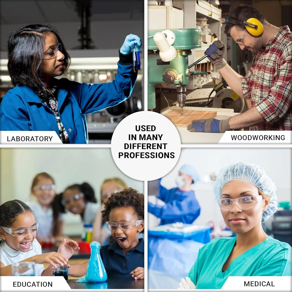 1-100 PACOTES de óculos de segurança de proteção lente transparente trabalho UV ANSI Z87 lote de 12 - Imagem 2 de 4