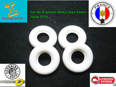 Lot De 4 Pneus Lisses Crème Pour Voiture Miniature Dinky Toys - Échelle 1:43 - Pour Berlines