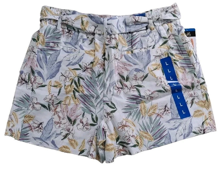 Pantalones cortos Dalia para dama mezcla de lino corbata delantera blanco roto combo talla L nuevos con etiquetas  Foto 4 de 4