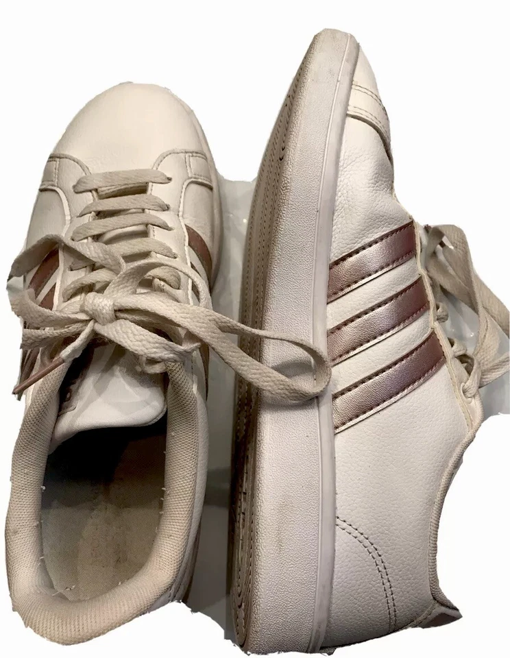 Adidas Zapatillas Blancas Advantage Cloudfoam Ortholite Mujer’s 9.5 Oro ROSA DA9525 Foto 3 de 4