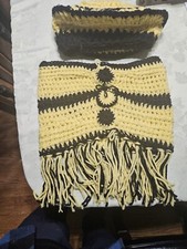 hand knitted scarf and hat