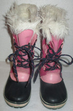 Girls Ozark Trail Winter Snow Boots Pink Black Waterproof Faux Fur Lined Size 4