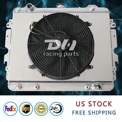 3Row Alu Radiator+Shroud+Fan For 1973-76 75 Dodge Dart/Plymouth Duster 5.2L-5.9L