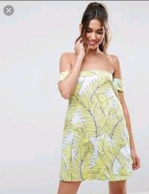 tropical bardot dress