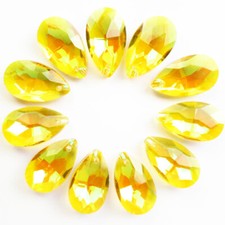 11Pcs 22x13x6mm Faceted Yellow Crystal Teardrop Pendant Bead Q13077