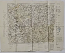 WW2 German  Dusseldorf Region Map Captured By US Intell. Division; April 2, 1945