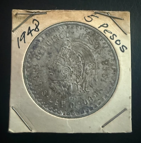 Photo of a 1948 Mexico 5 Pesos Silver from an eBay listing that sold on Jul 21, 2026