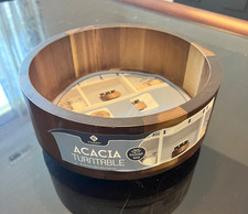 Acacia Wood Lazy Susan Turntable Organizer 360 Rotating Base NWTS Kitchen Spices