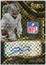 Josh Jacobs 2020 Select Black NFL Shield Logo Patch Autograph Card #SM-JJA 1/1