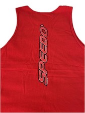Vtg 1998 Speedo LOGO RED Tank Top Muscle Work Out Shirt Men L Spellout