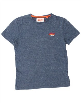 SUPERDRY Herren T-Shirt Oberteil Medium Navy Blau Gefleckt Baumwolle CB23