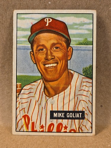 1951 Bowman Baseball #77 Mike Goliat 2nd Basemen Philadelphia Phillies Sehr guter Zustand