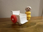 Vintage Fisher Price little people white/red wheelchair Hospital 931 and Woman