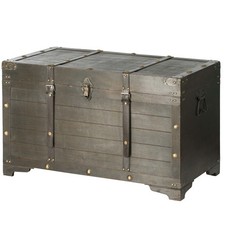 New Vintiquewise Brown Large Wooden Storage Trunk with Lockable Latch