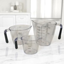 Image of Clear Plastic Kitchen Measuring Jugs 3pc Set 900ml 400ml 200ml Baking Cooking
