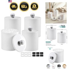 Bathroom Storage Qtip Holder Set White Acrylic Jars for Cotton Swabs Flossers